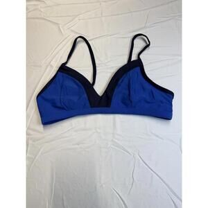 Workout Bikini Top Looking Good Athleta Royal Blue & Black triangle Gym Jogging